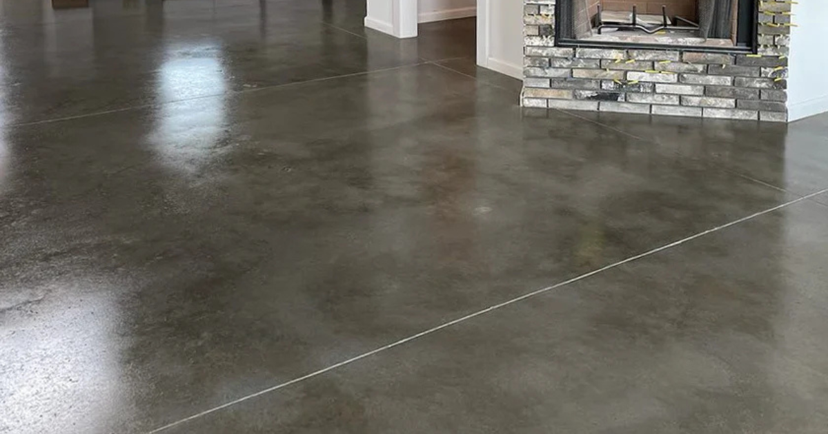 white grey stained concrete floors